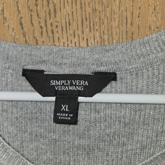 Simply Vera Vera Wang Gray Lace Overlay Sweatshirt - Picture 2 of 5